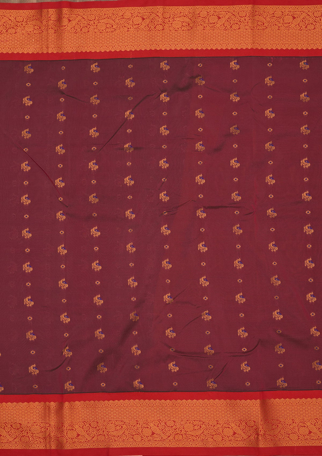 Wine Zariwork Pure Silk Saree-Koskii