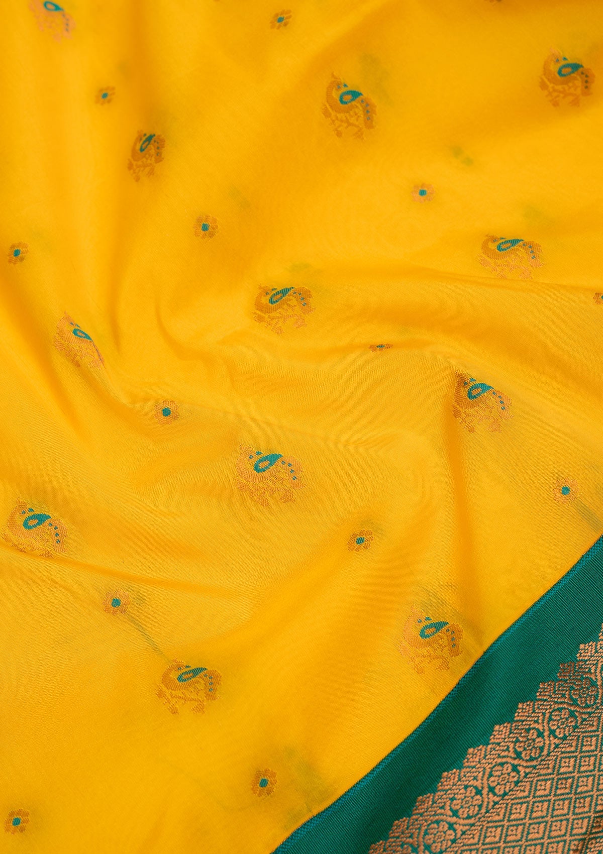 Yellow Zariwork Pure Silk Saree-Koskii