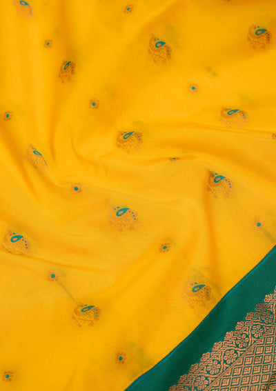 Yellow Zariwork Pure Silk Saree-Koskii