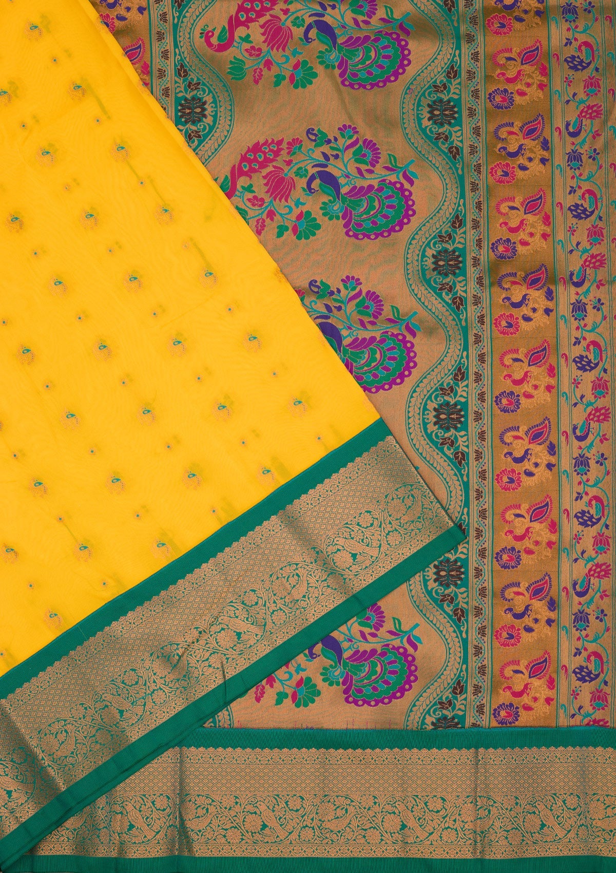 Yellow Zariwork Pure Silk Saree-Koskii
