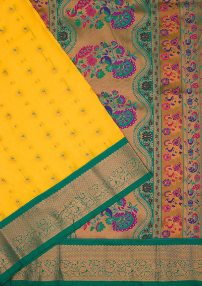 Yellow Zariwork Pure Silk Saree-Koskii