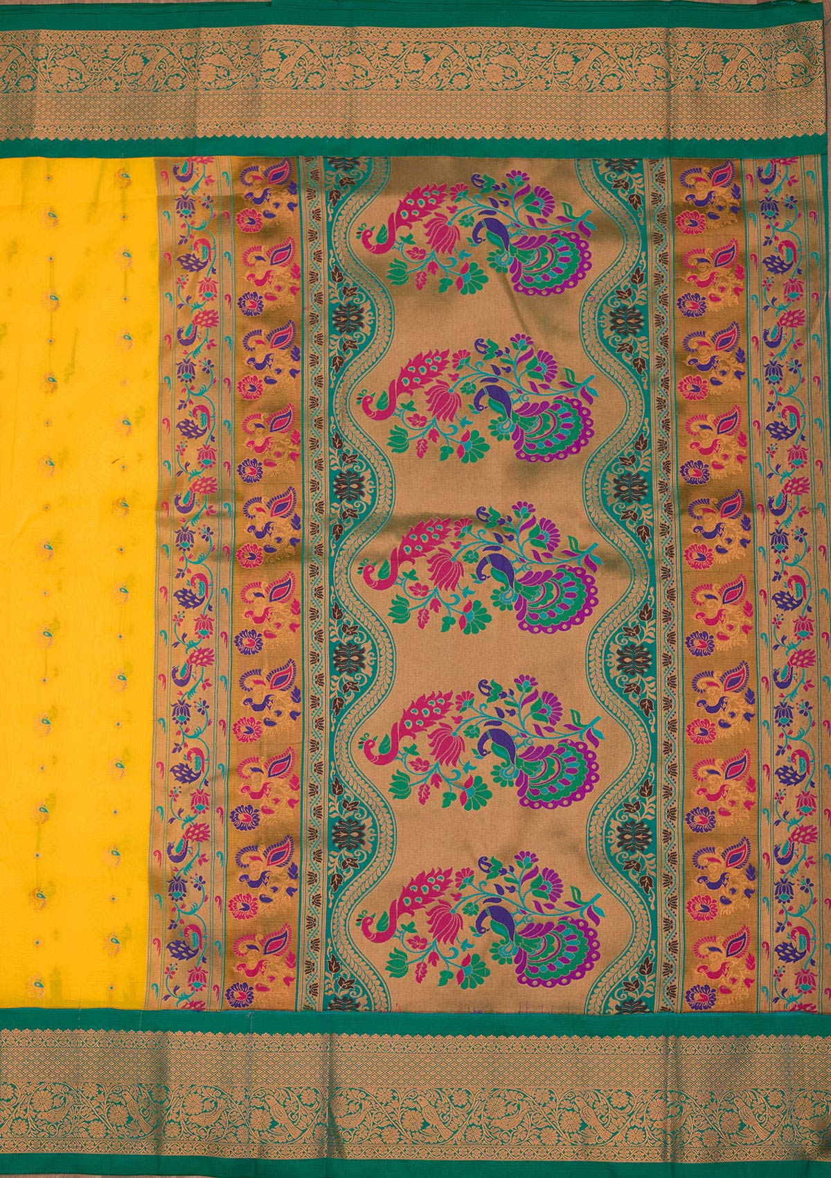 Yellow Zariwork Pure Silk Saree-Koskii