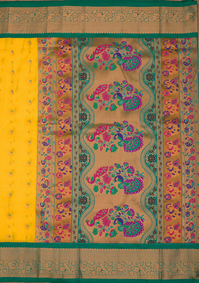 Yellow Zariwork Pure Silk Saree-Koskii