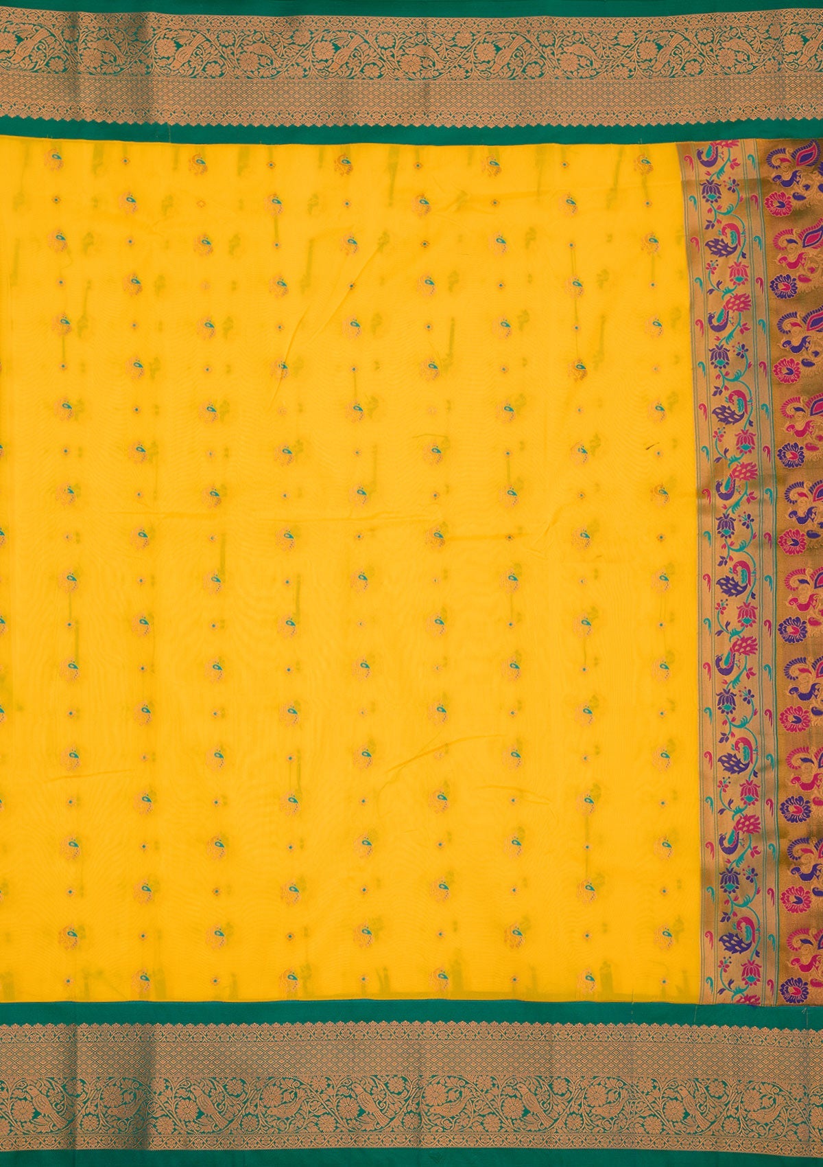 Yellow Zariwork Pure Silk Saree-Koskii