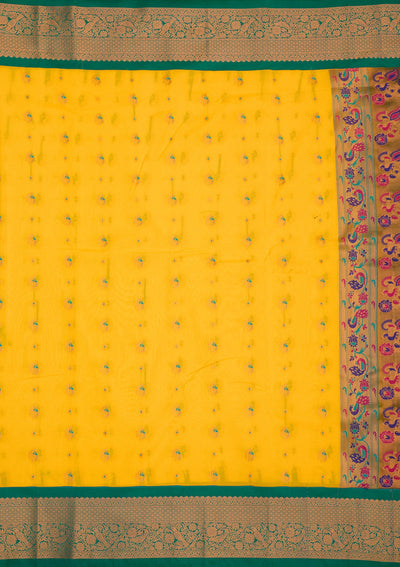 Yellow Zariwork Pure Silk Saree-Koskii