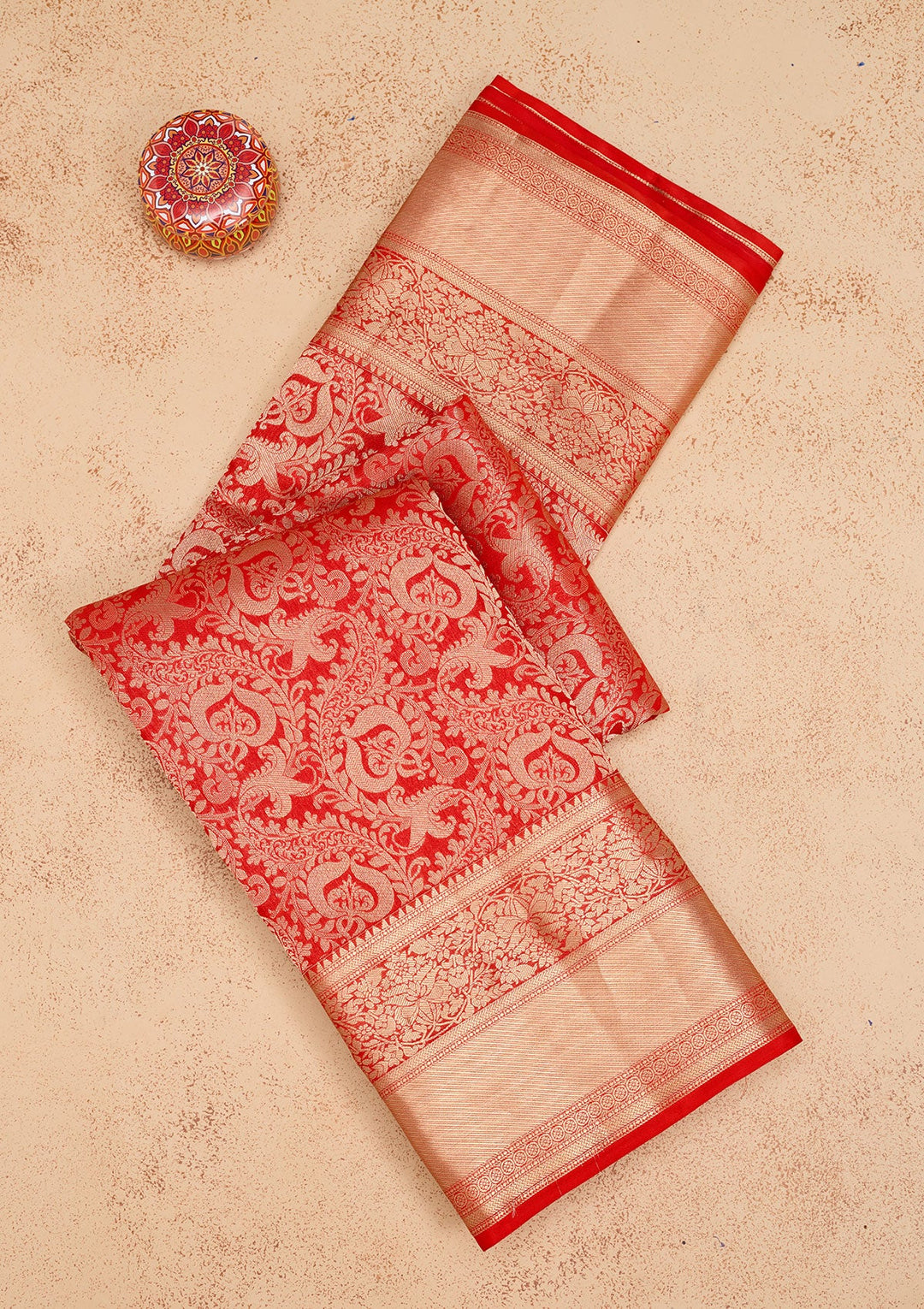 Red Zariwork Pure Silk Saree-Koskii