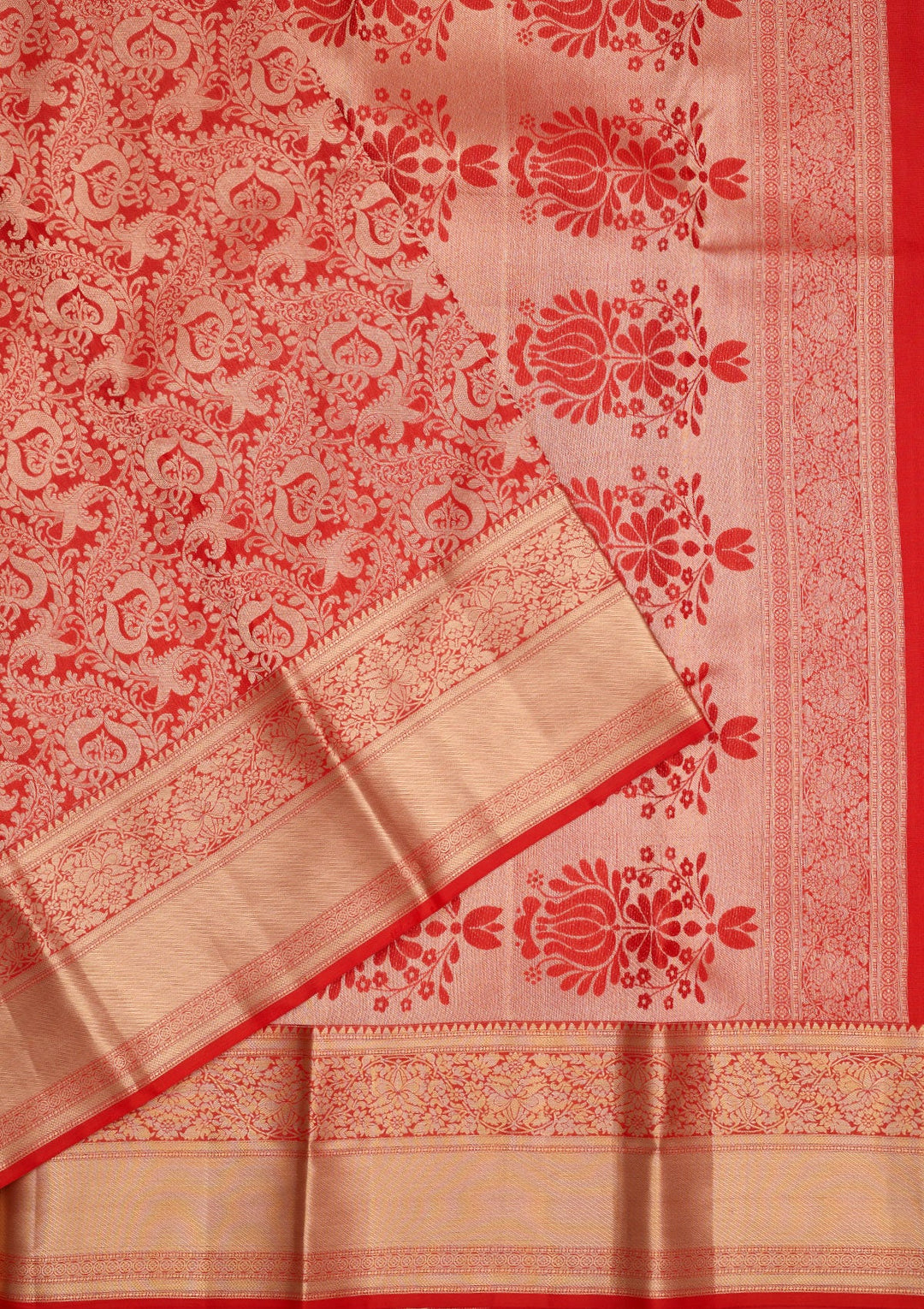 Red Zariwork Pure Silk Saree-Koskii