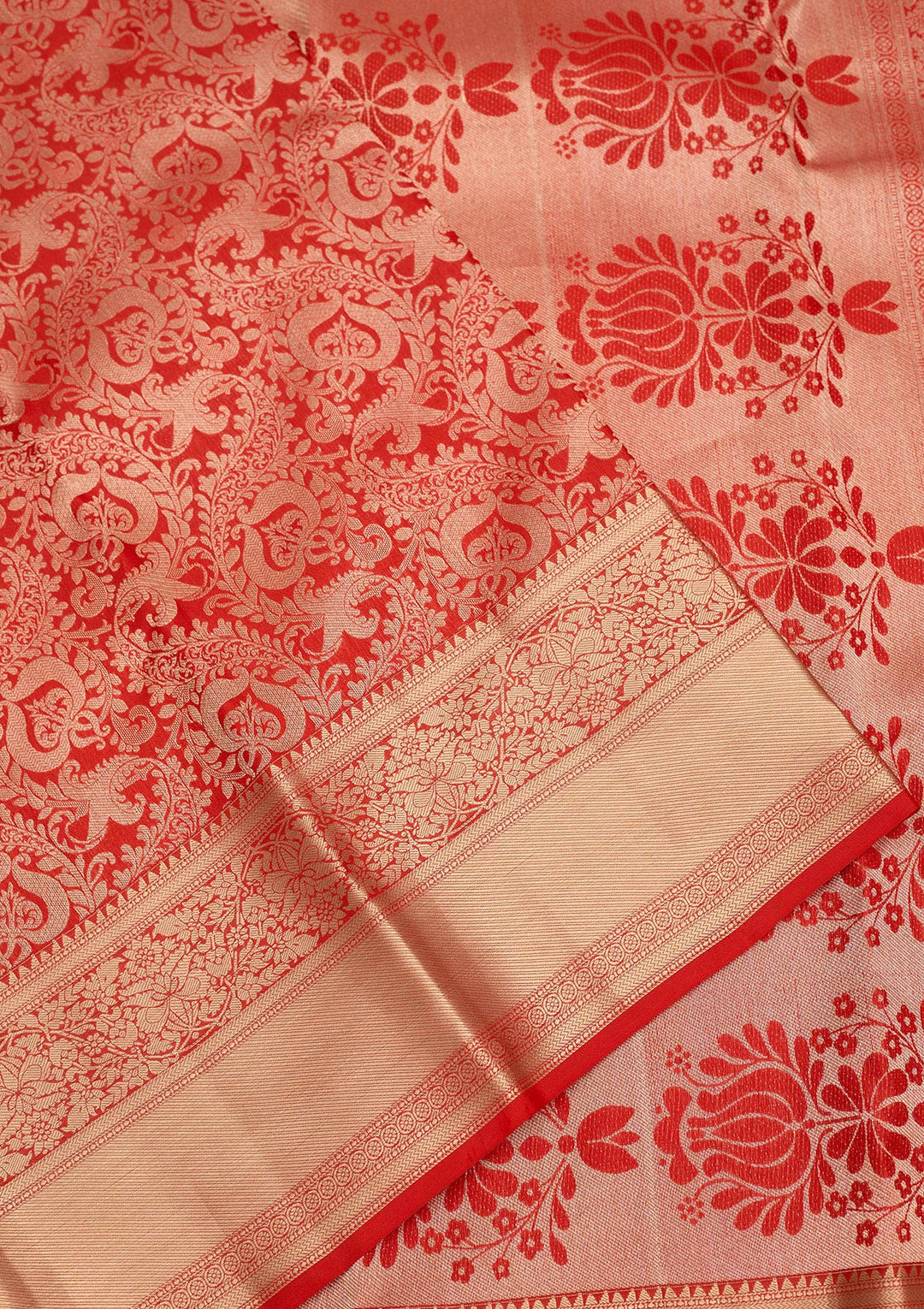 Red Zariwork Pure Silk Saree-Koskii