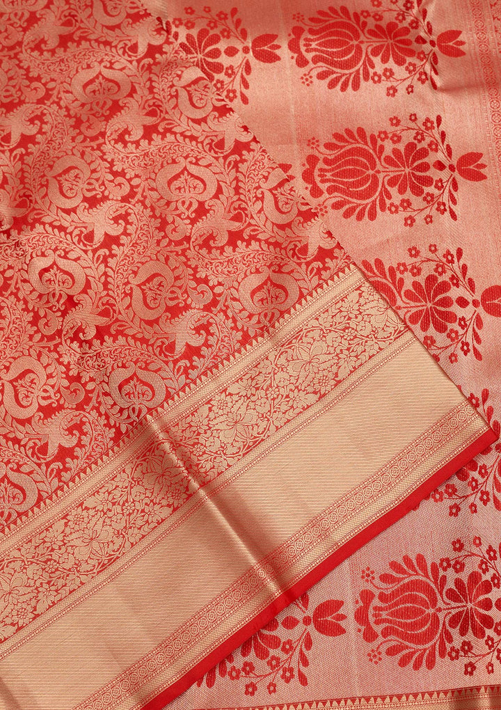 Red Zariwork Pure Silk Saree-Koskii