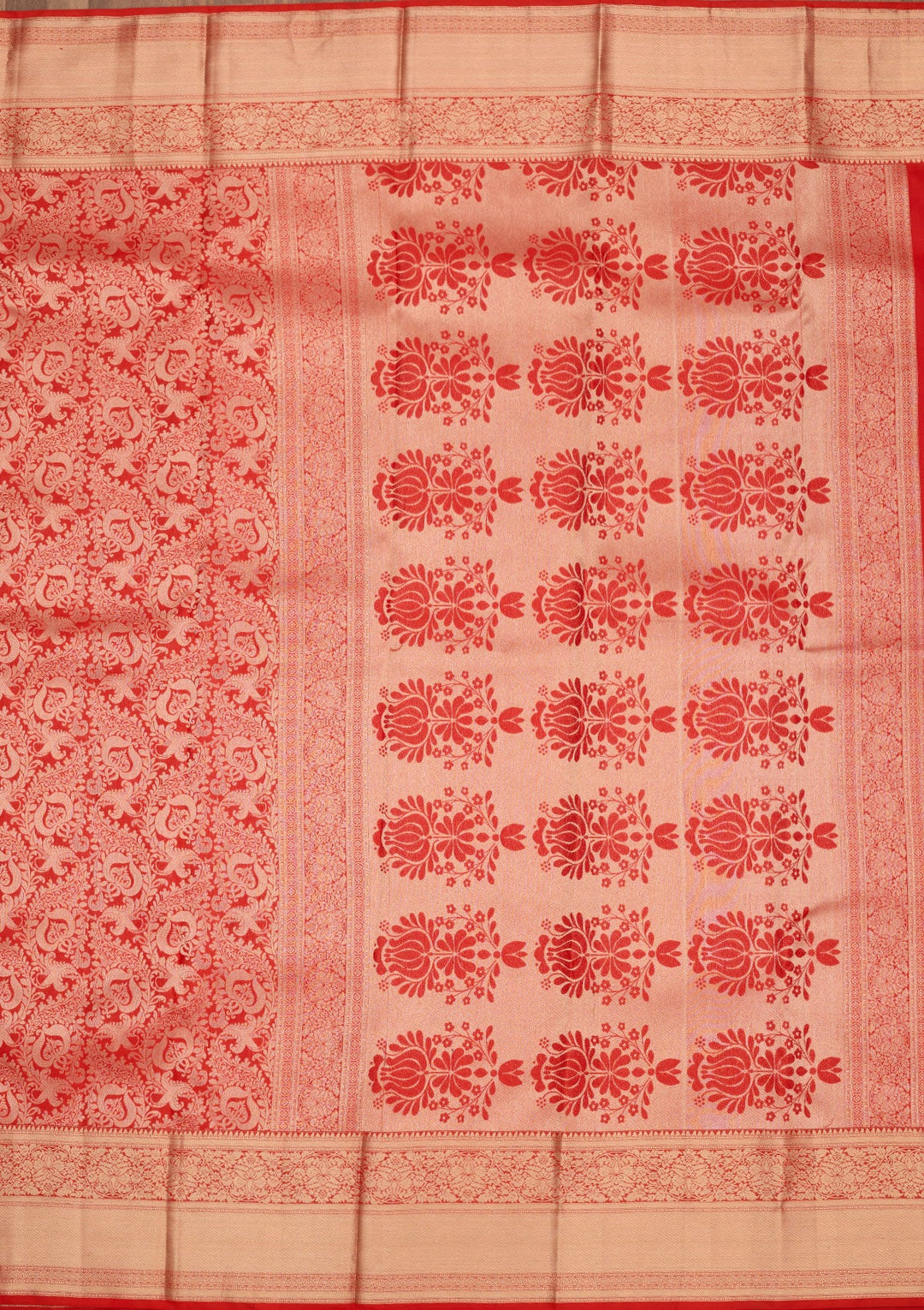 Red Zariwork Pure Silk Saree-Koskii