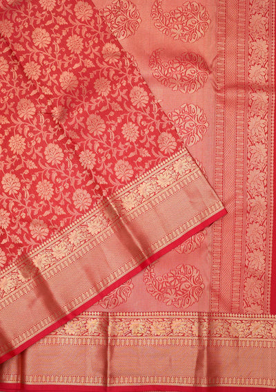 Rani Pink Zariwork Pure Silk Saree-Koskii