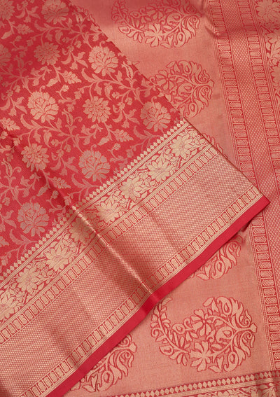 Rani Pink Zariwork Pure Silk Saree-Koskii