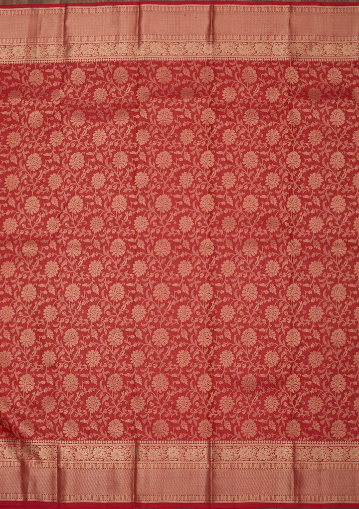 Rani Pink Zariwork Pure Silk Saree-Koskii
