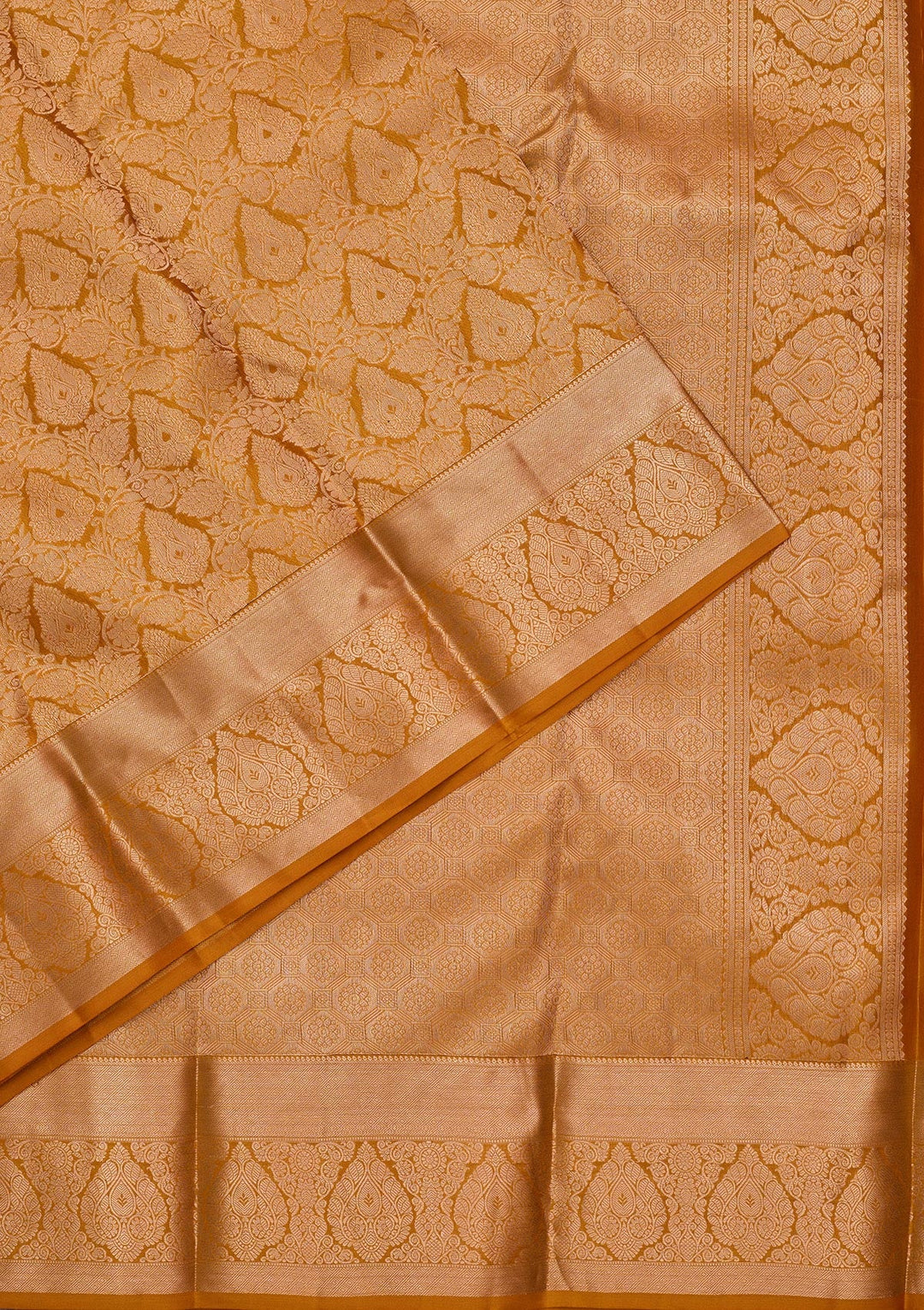 Mustard Zariwork Pure Silk Saree-koskii