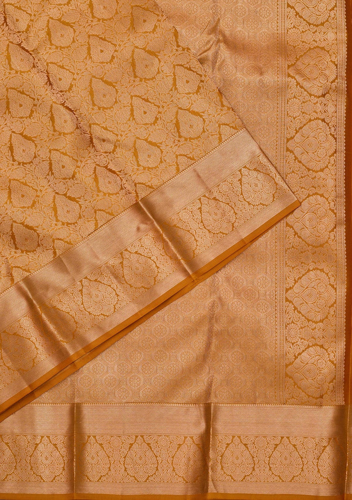 Mustard Zariwork Pure Silk Saree-koskii
