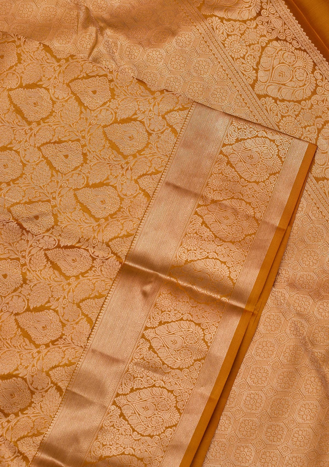 Mustard Zariwork Pure Silk Saree-koskii