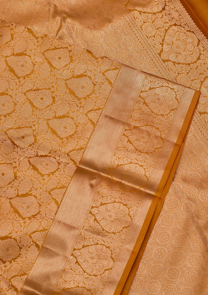 Mustard Zariwork Pure Silk Saree-koskii