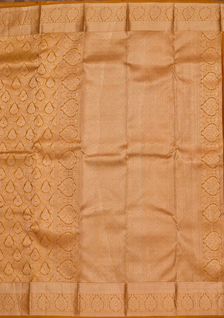 Mustard Zariwork Pure Silk Saree-koskii