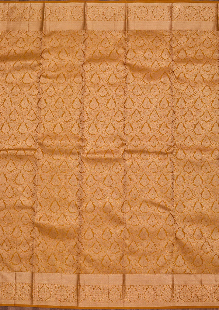 Mustard Zariwork Pure Silk Saree-koskii