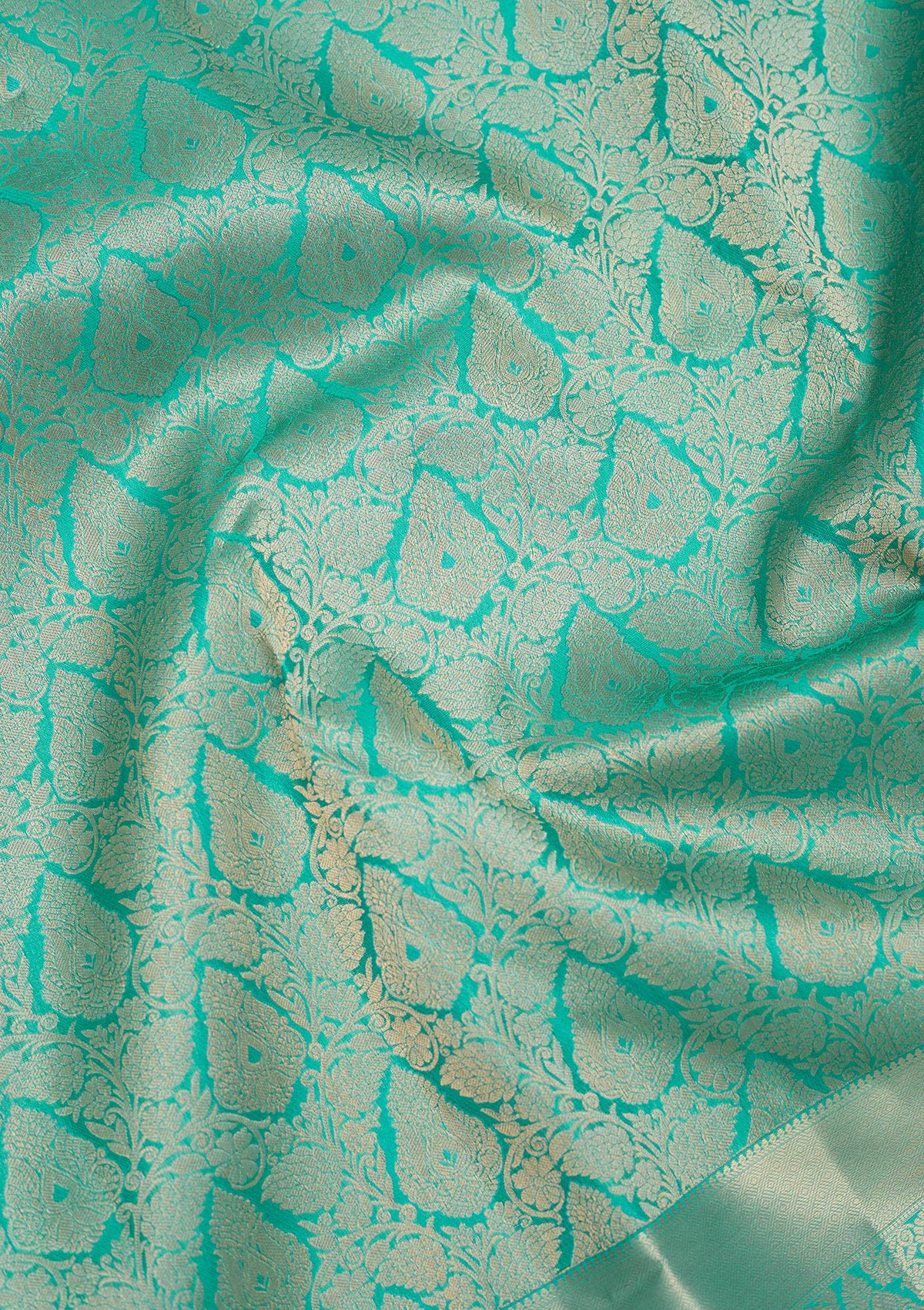 Turquoise Blue Zariwork Pure Silk Saree-Koskii