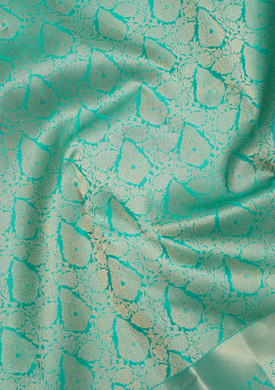 Turquoise Blue Zariwork Pure Silk Saree-Koskii