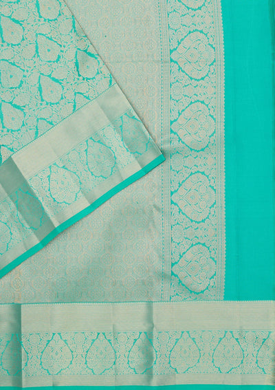 Turquoise Blue Zariwork Pure Silk Saree-Koskii