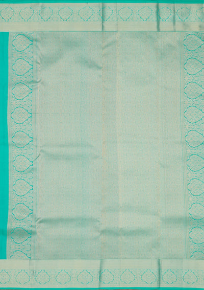 Turquoise Blue Zariwork Pure Silk Saree-Koskii