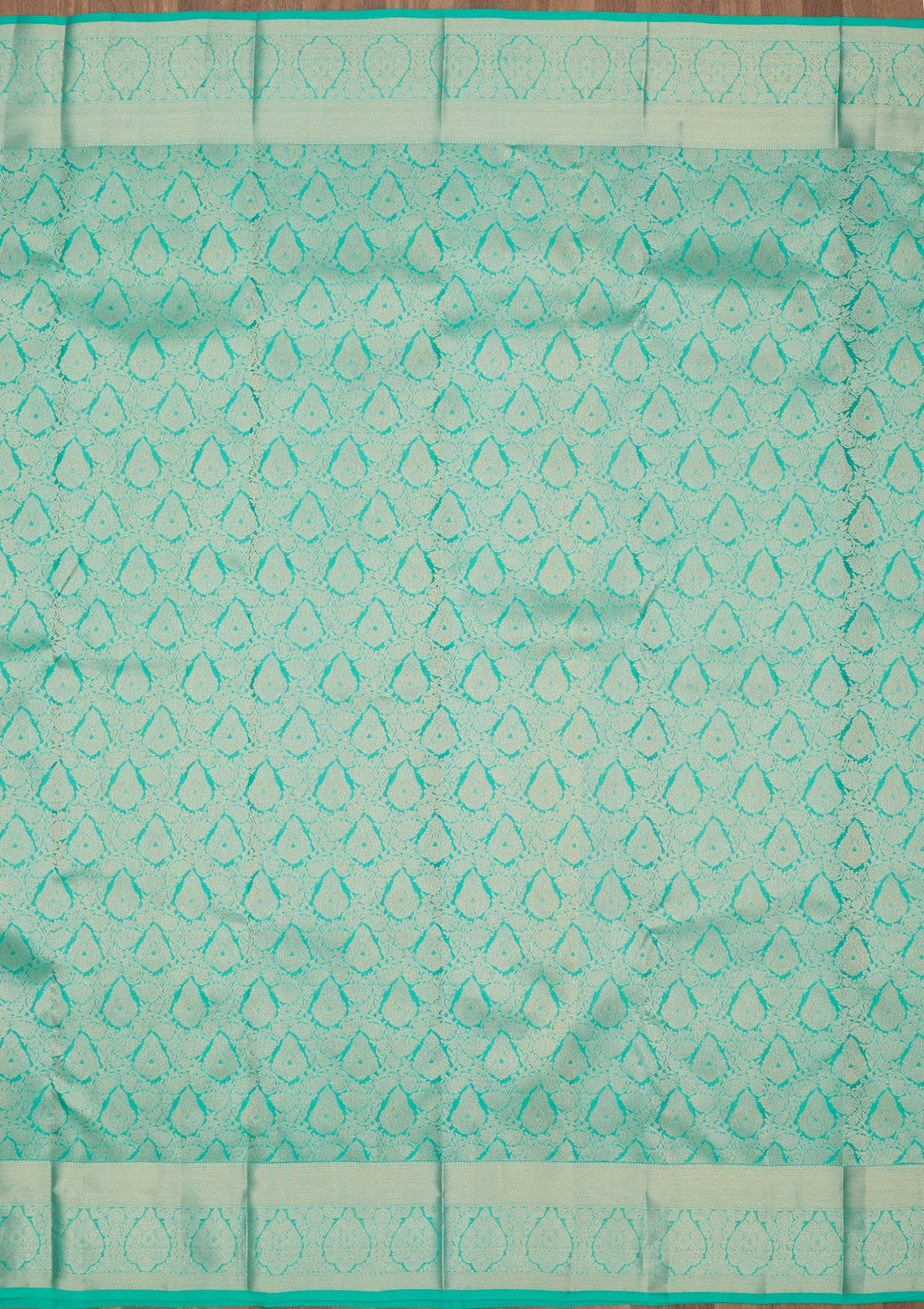 Turquoise Blue Zariwork Pure Silk Saree-Koskii