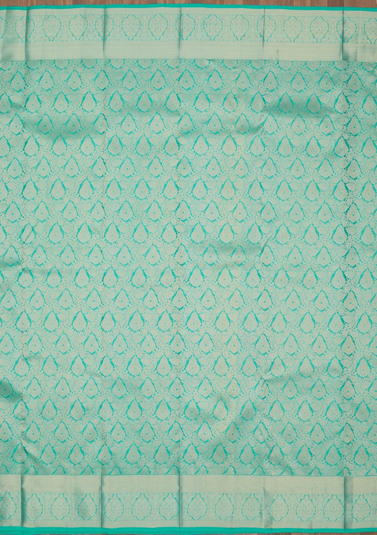Turquoise Blue Zariwork Pure Silk Saree-Koskii