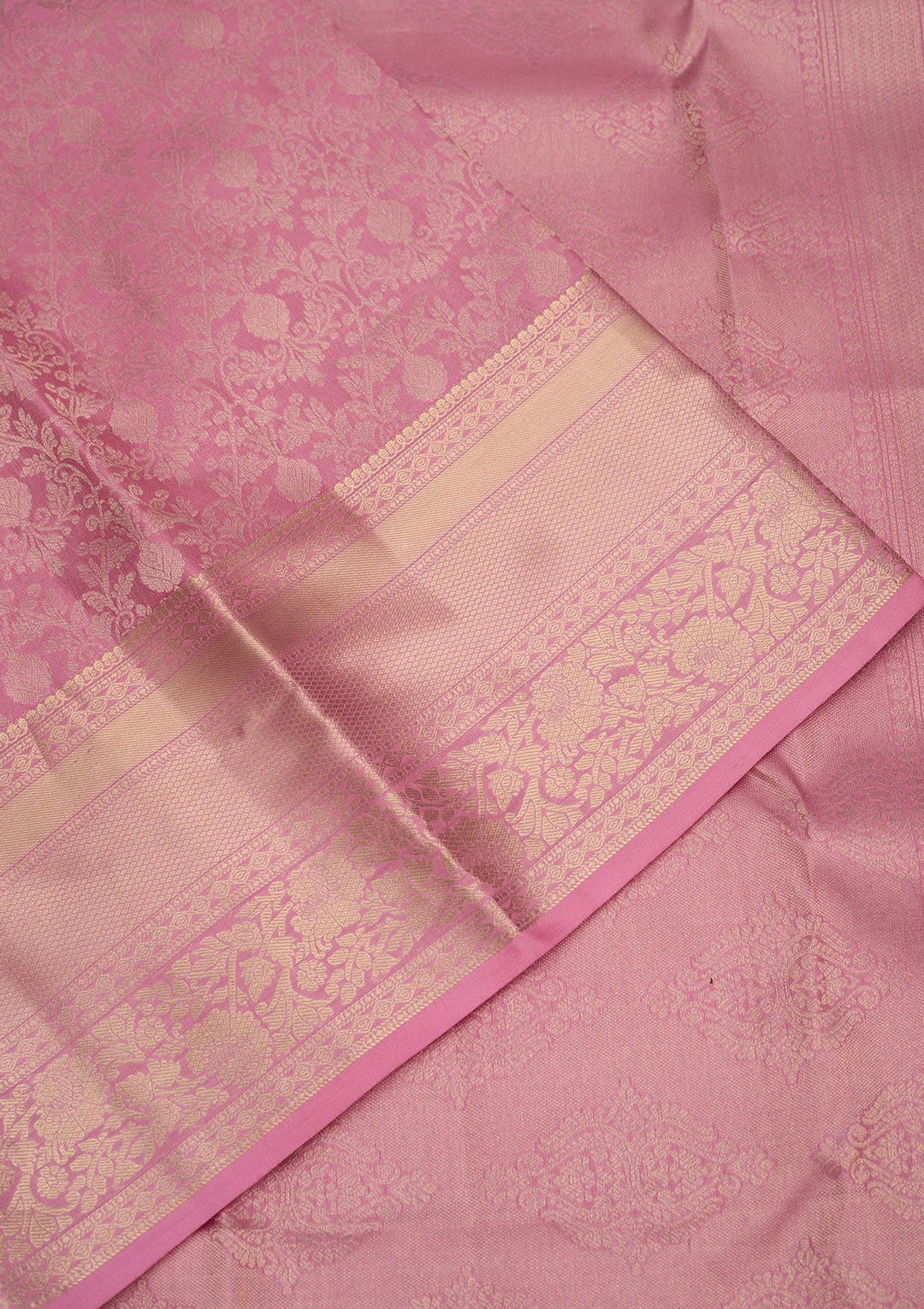 Baby Pink Zariwork Pure Silk Saree-Koskii
