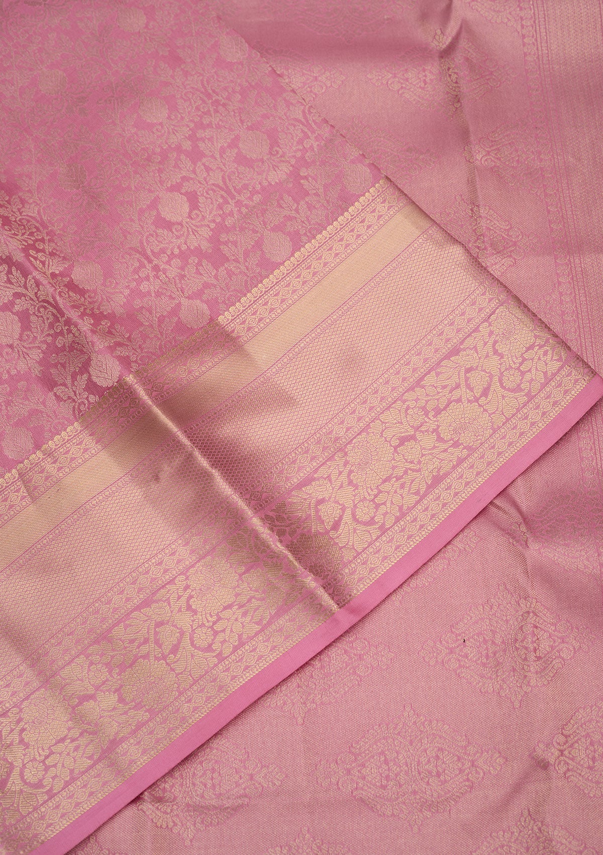 Baby Pink Zariwork Pure Silk Saree-Koskii
