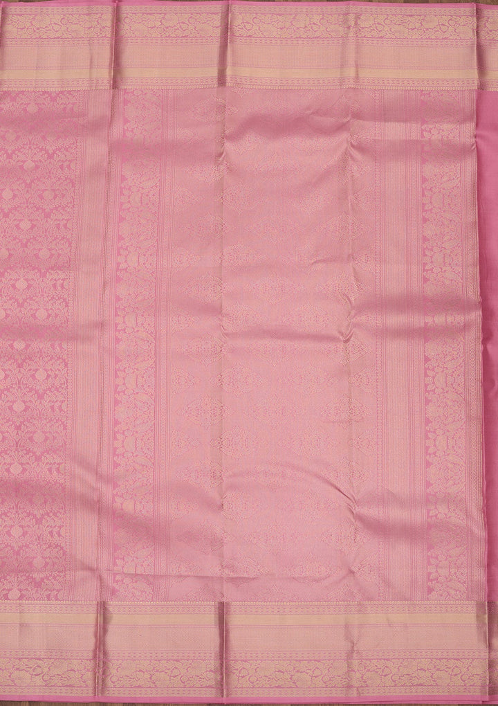 Baby Pink Zariwork Pure Silk Saree-Koskii