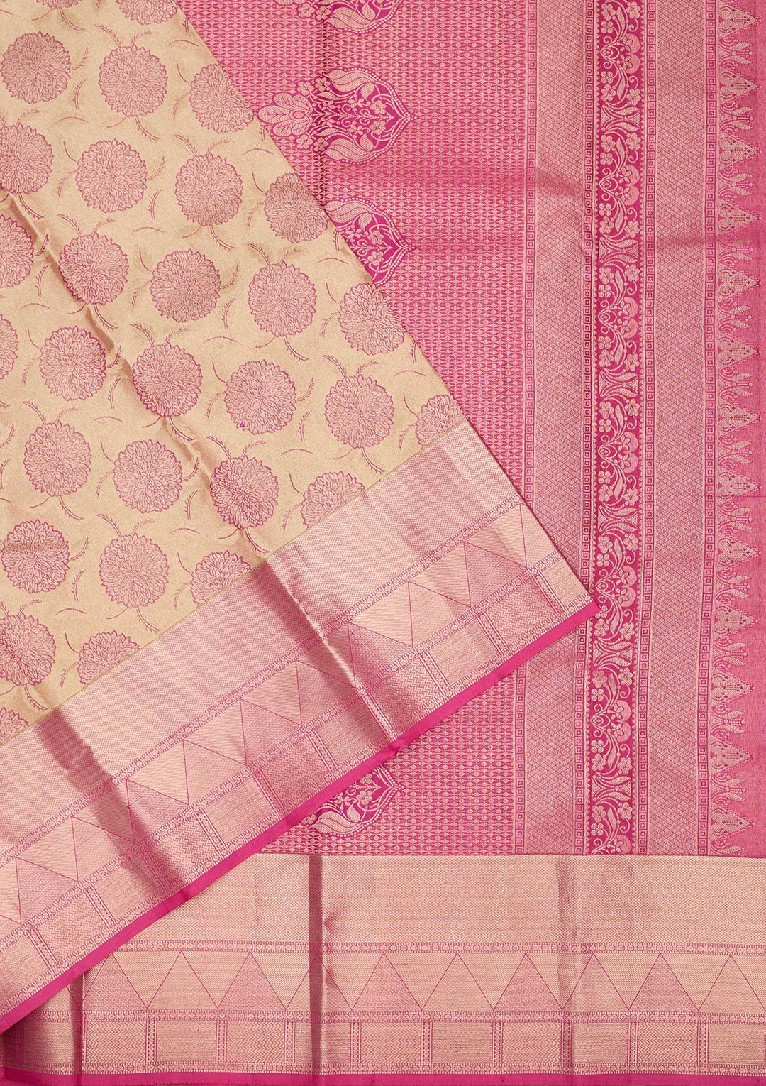 Beige Zariwork Pure Silk Saree-Koskii