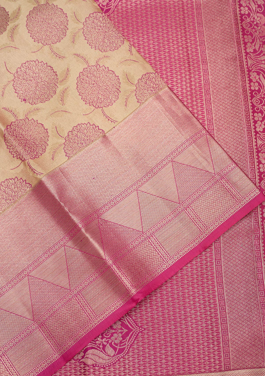 Beige Zariwork Pure Silk Saree-Koskii