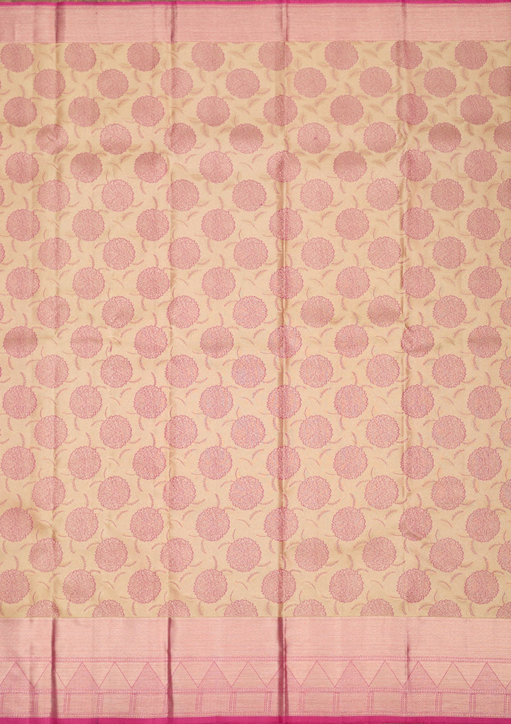 Beige Zariwork Pure Silk Saree-Koskii