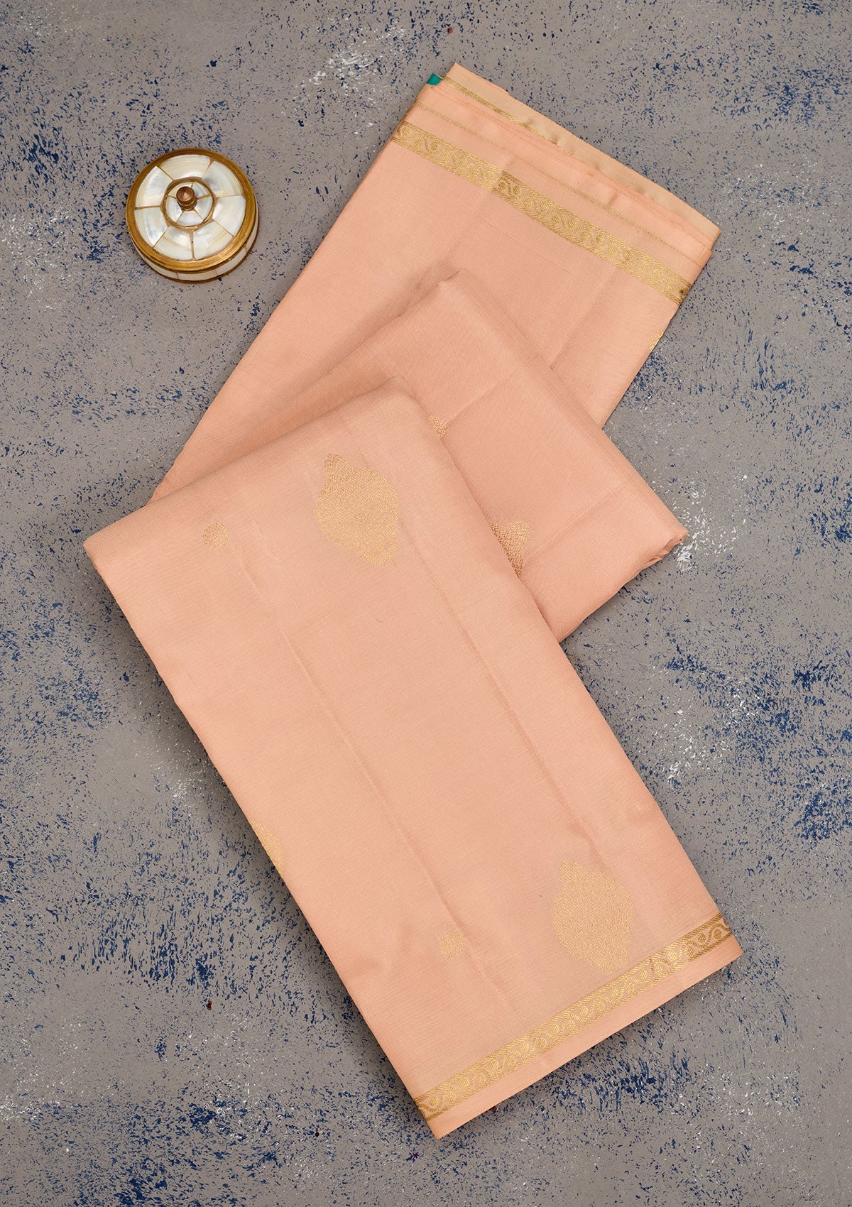 Light Peach Zariwork Pure Silk Saree-Koskii