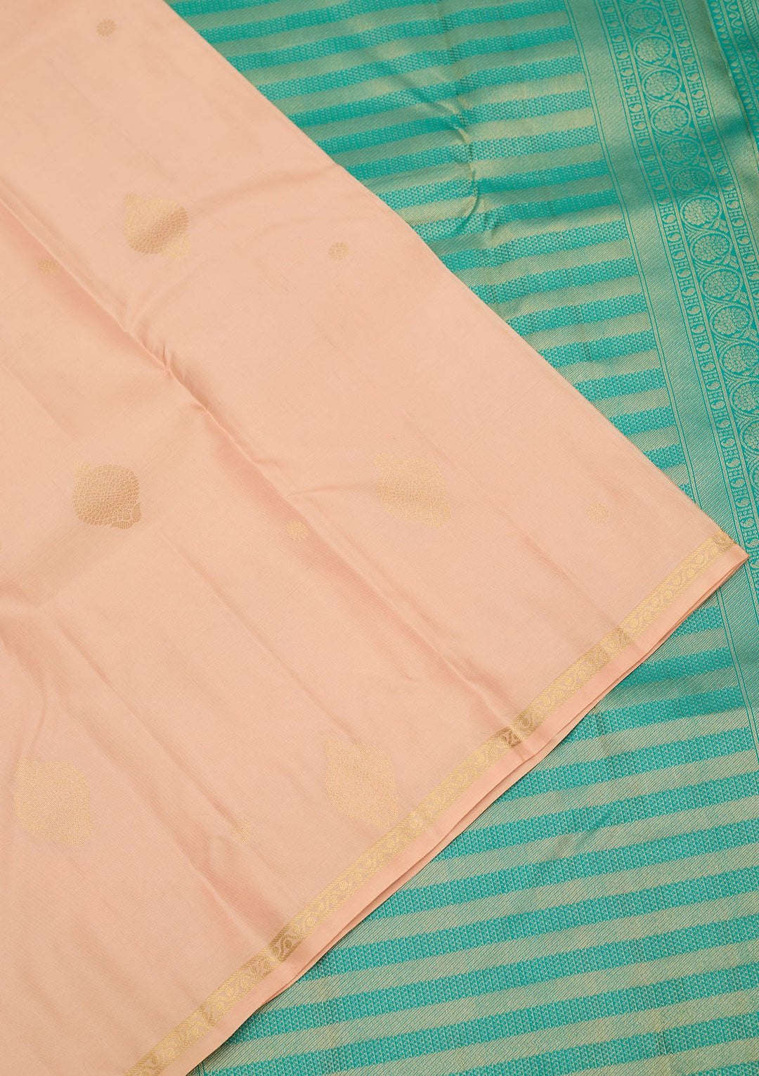 Light Peach Zariwork Pure Silk Saree-Koskii
