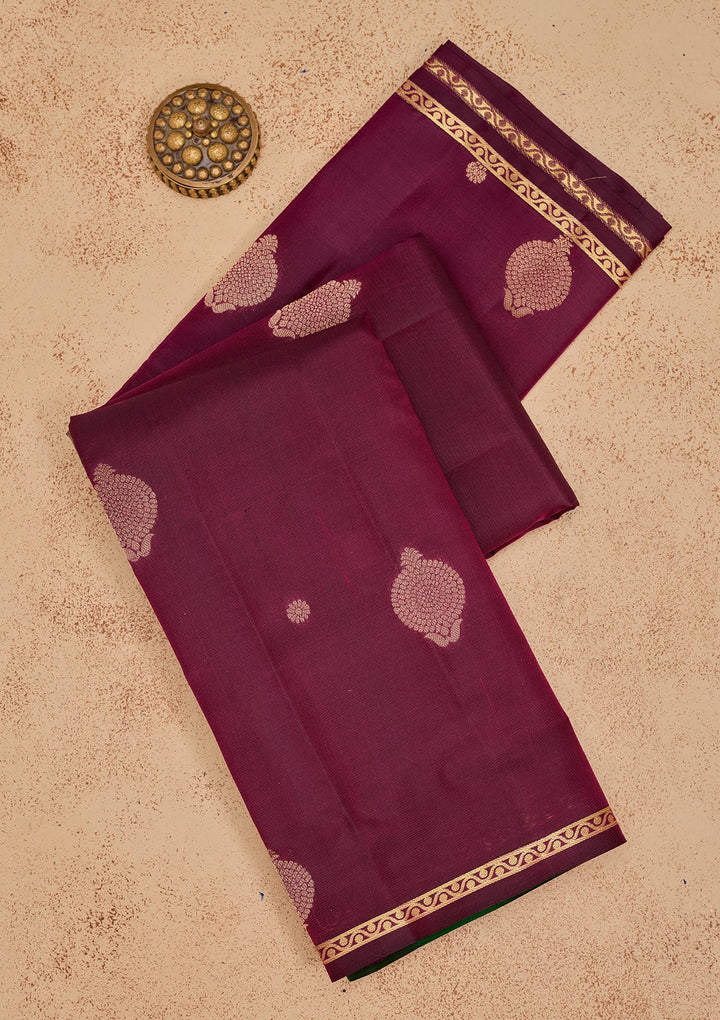 Purple Zariwork Pure Silk Saree-Koskii