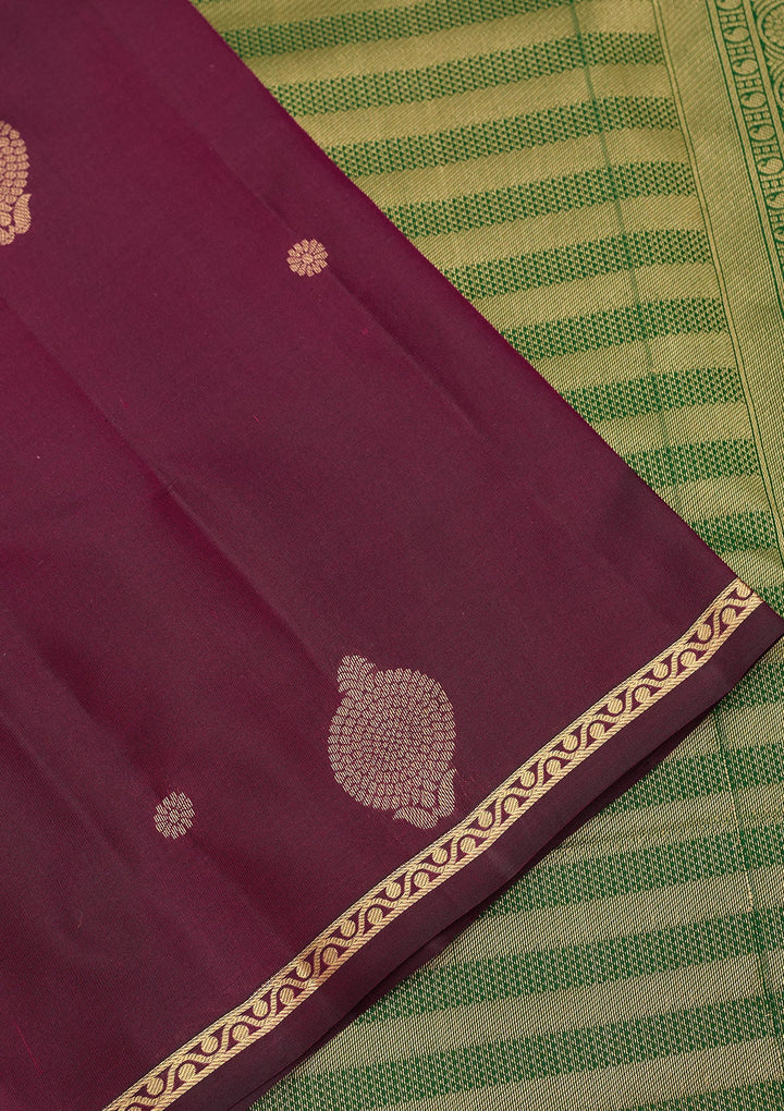 Purple Zariwork Pure Silk Saree-Koskii