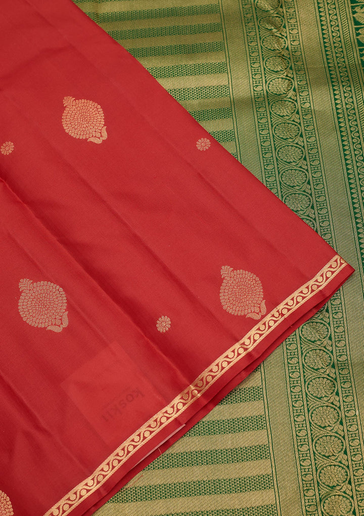 Red Zariwork Pure Silk Saree-Koskii