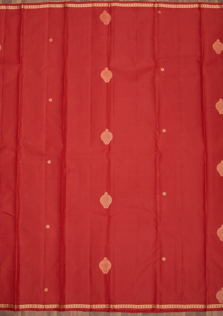 Red Zariwork Pure Silk Saree-Koskii