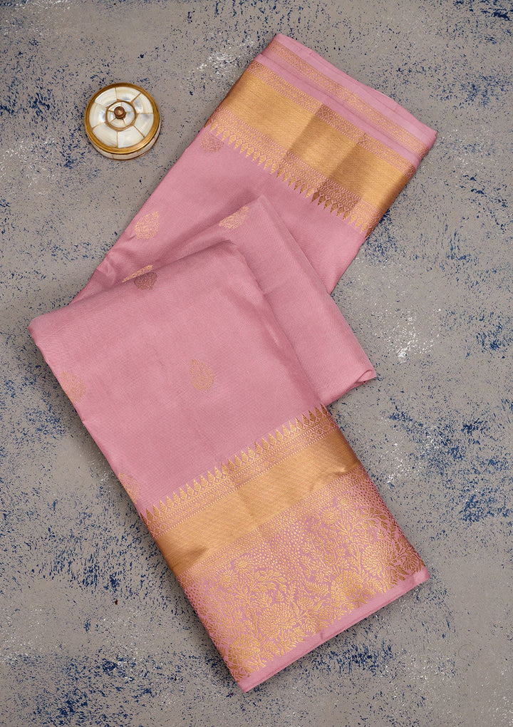 Mauve Zariwork Pure Silk Saree-Koskii