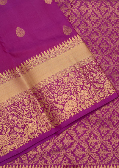 Purple Zariwork Pure Silk Saree-Koskii