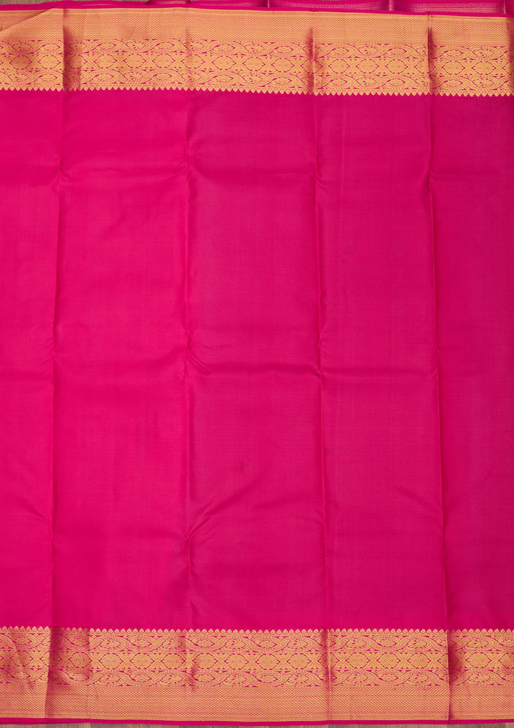 Bottle Green Zariwork Pure Silk Saree-Koskii