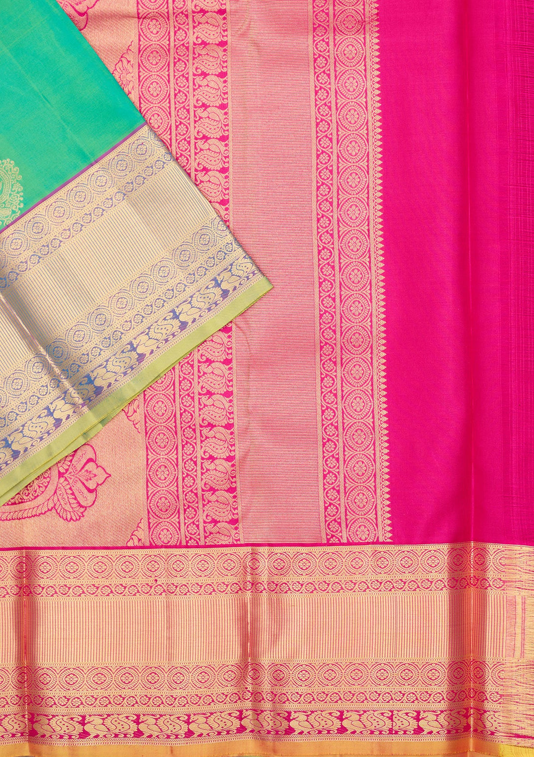 Rama Green Zariwork Pure Silk Saree-Koskii