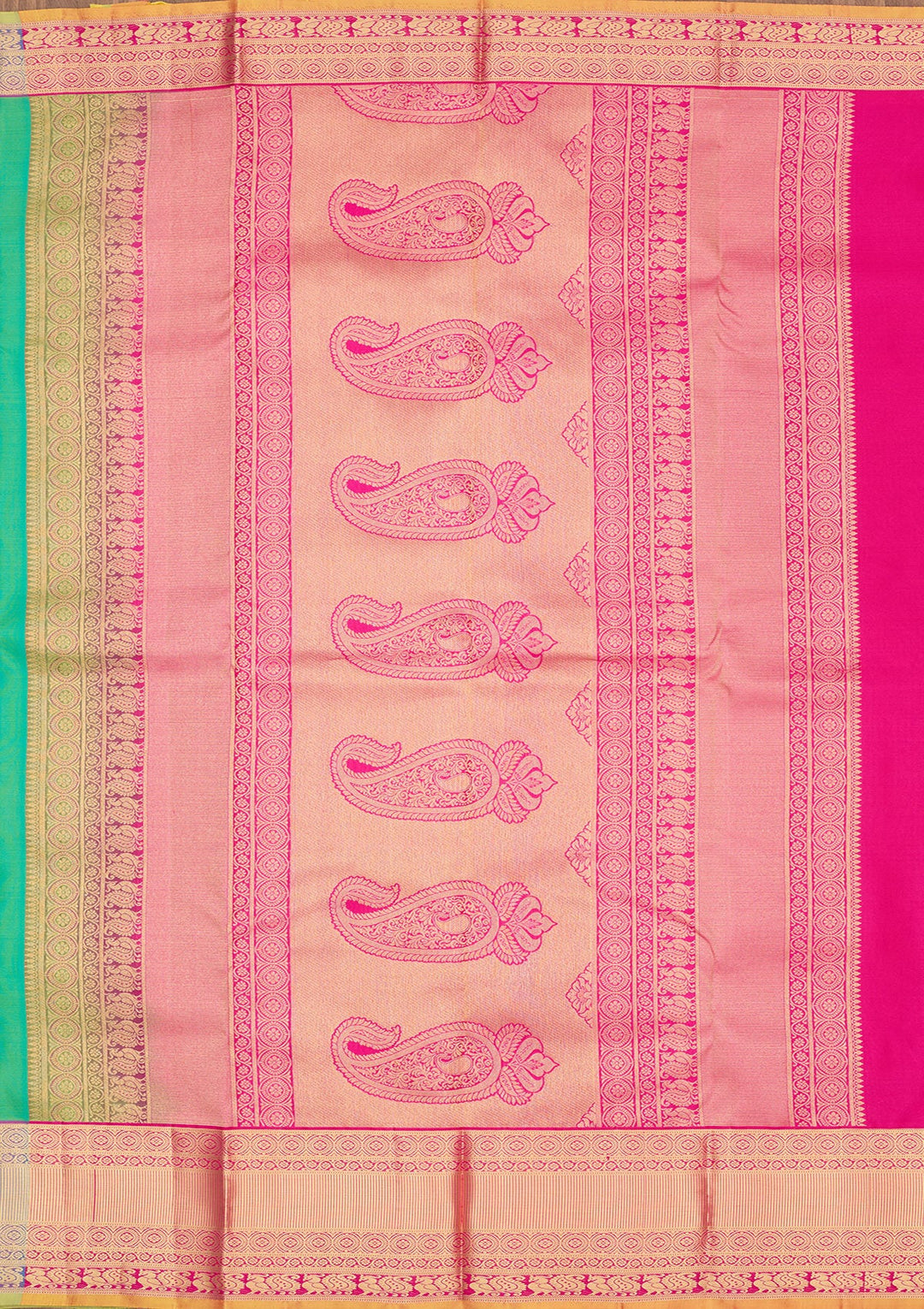 Rama Green Zariwork Pure Silk Saree-Koskii