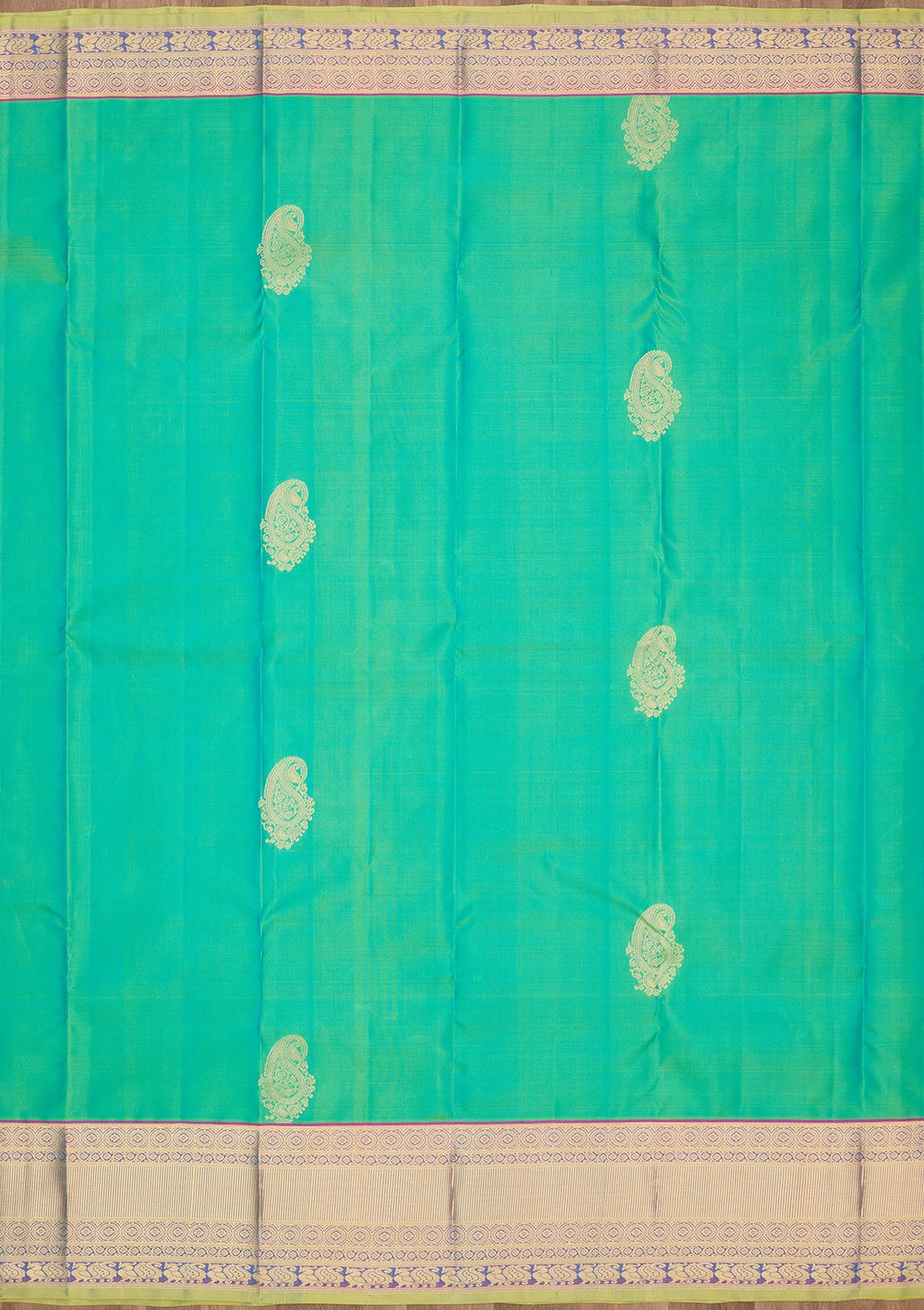 Rama Green Zariwork Pure Silk Saree-Koskii