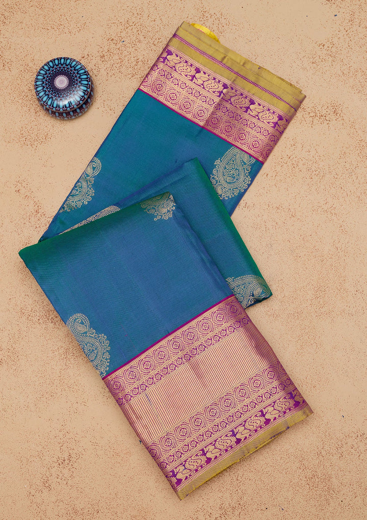 Royal Blue Zariwork Pure Silk Saree-Koskii