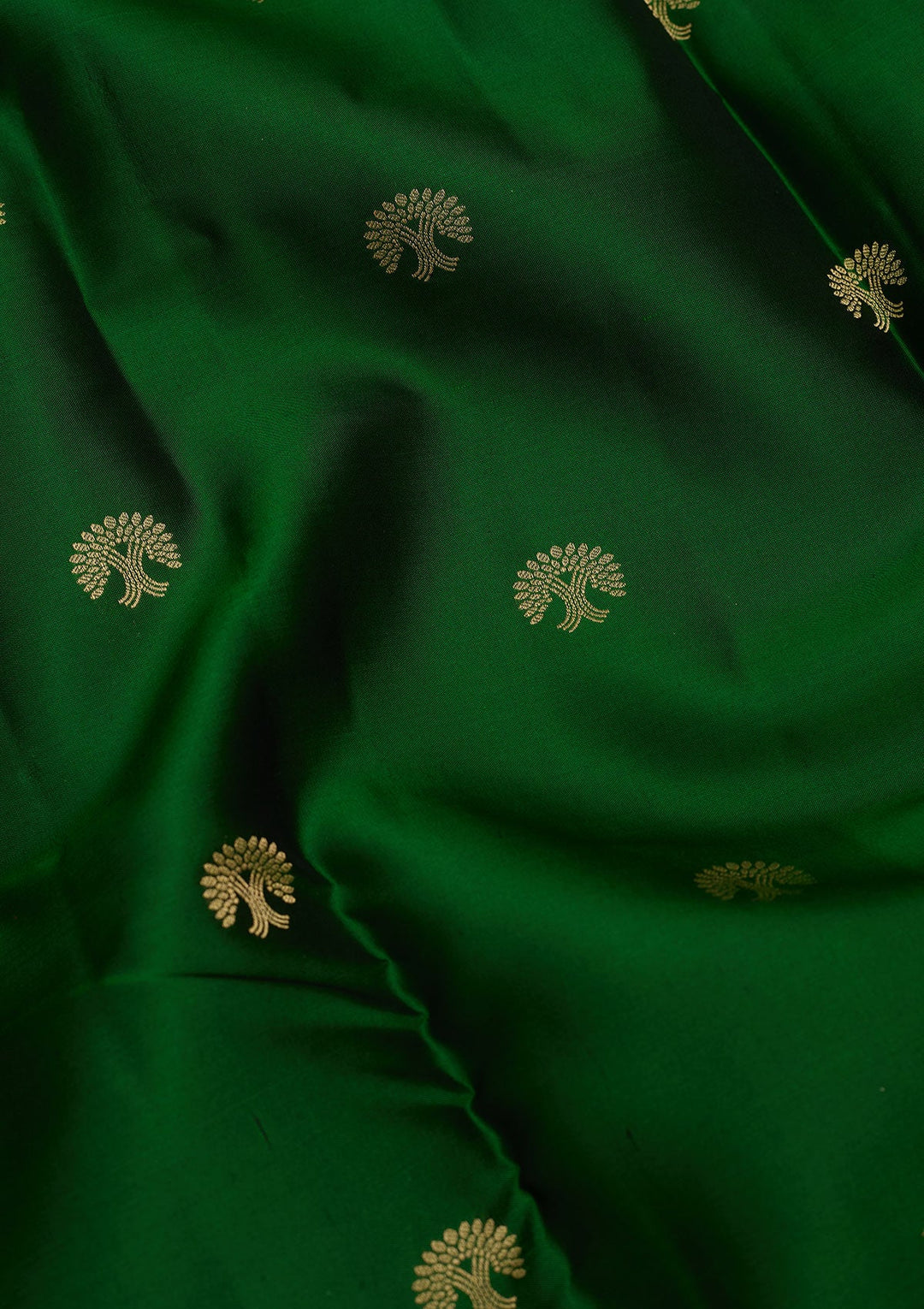 Bottle Green Zariwork Pure Silk Saree-Koskii