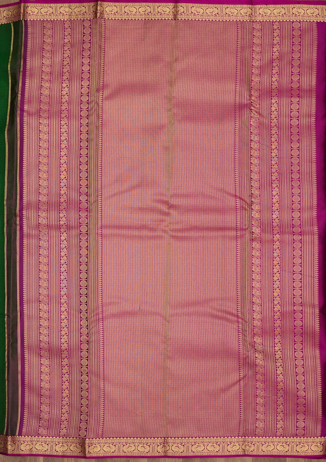 Bottle Green Zariwork Pure Silk Saree-Koskii